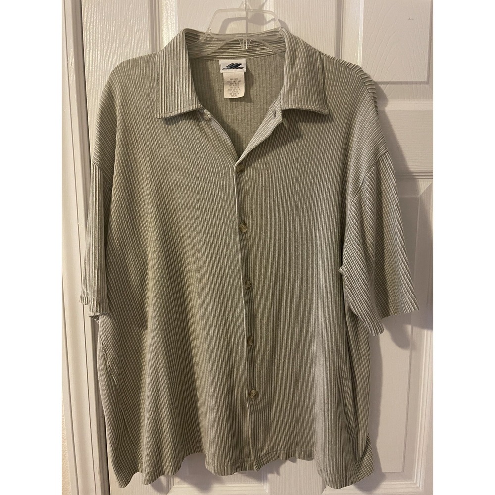 Vintage Wooden Dog Button Up Shirt Retro Cotton Blend Size Large Made in USA